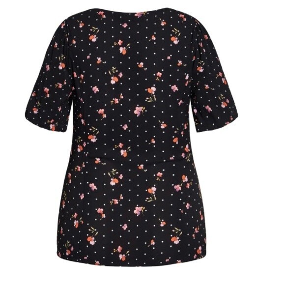 City Chic Spot The Petal Black Floral polka dot print Relaxed fit Button Up XXL - Picture 3 of 15